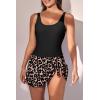 imageEomenie One Piece Swimdress Swimsuits for Women Tummy Control Swim Dresses Skirt Bathing SuitBlack Leopard Print