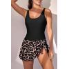 imageEomenie One Piece Swimdress Swimsuits for Women Tummy Control Swim Dresses Skirt Bathing SuitBlack Leopard Print
