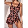 imageEomenie One Piece Swimdress Swimsuits for Women Tummy Control Swim Dresses Skirt Bathing SuitBlack Pink Print