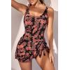 imageEomenie One Piece Swimdress Swimsuits for Women Tummy Control Swim Dresses Skirt Bathing SuitBlack Pink Print