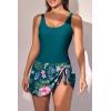 imageEomenie One Piece Swimdress Swimsuits for Women Tummy Control Swim Dresses Skirt Bathing SuitBright Cyan Print