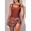 imageEomenie One Piece Swimdress Swimsuits for Women Tummy Control Swim Dresses Skirt Bathing SuitCaramel Print