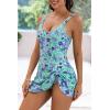 imageEomenie One Piece Swimdress Swimsuits for Women Tummy Control Swim Dresses Skirt Bathing SuitGreen  Purple  Flower Printed