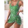 imageEomenie One Piece Swimdress Swimsuits for Women Tummy Control Swim Dresses Skirt Bathing SuitGreen Printed