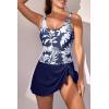 imageEomenie One Piece Swimdress Swimsuits for Women Tummy Control Swim Dresses Skirt Bathing SuitNavy Blue Print