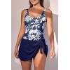 imageEomenie One Piece Swimdress Swimsuits for Women Tummy Control Swim Dresses Skirt Bathing SuitNavy Blue Print