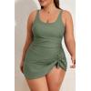 imageEomenie Plus Size Swimdress for Women One Piece Swimsuit Tummy Control Swim Dresses Skirt Bathing SuitArmy Green
