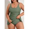 imageEomenie Plus Size Swimdress for Women One Piece Swimsuit Tummy Control Swim Dresses Skirt Bathing SuitArmy Green
