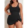 imageEomenie Plus Size Swimdress for Women One Piece Swimsuit Tummy Control Swim Dresses Skirt Bathing SuitBlack