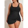 imageEomenie Plus Size Swimdress for Women One Piece Swimsuit Tummy Control Swim Dresses Skirt Bathing SuitBlack