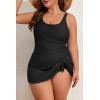 imageEomenie Plus Size Swimdress for Women One Piece Swimsuit Tummy Control Swim Dresses Skirt Bathing SuitBlack