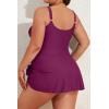 imageEomenie Plus Size Swimdress for Women One Piece Swimsuit Tummy Control Swim Dresses Skirt Bathing SuitBurgundy