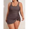 imageEomenie Plus Size Swimdress for Women One Piece Swimsuit Tummy Control Swim Dresses Skirt Bathing SuitCoffee