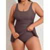 imageEomenie Plus Size Swimdress for Women One Piece Swimsuit Tummy Control Swim Dresses Skirt Bathing SuitCoffee