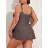 imageEomenie Plus Size Swimdress for Women One Piece Swimsuit Tummy Control Swim Dresses Skirt Bathing SuitCoffee