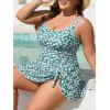 imageEomenie Plus Size Swimdress for Women One Piece Swimsuit Tummy Control Swim Dresses Skirt Bathing SuitGreen Floral
