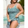 imageEomenie Plus Size Swimdress for Women One Piece Swimsuit Tummy Control Swim Dresses Skirt Bathing SuitGreen Floral