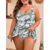 imageEomenie Plus Size Swimdress for Women One Piece Swimsuit Tummy Control Swim Dresses Skirt Bathing SuitGreen White Printed