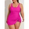 imageEomenie Plus Size Swimdress for Women One Piece Swimsuit Tummy Control Swim Dresses Skirt Bathing SuitHot Pink