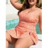 imageEomenie Plus Size Swimdress for Women One Piece Swimsuit Tummy Control Swim Dresses Skirt Bathing SuitOrange Floral