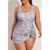 imageEomenie Plus Size Swimdress for Women One Piece Swimsuit Tummy Control Swim Dresses Skirt Bathing SuitOrange Floral Printed