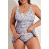 imageEomenie Plus Size Swimdress for Women One Piece Swimsuit Tummy Control Swim Dresses Skirt Bathing SuitOrange Floral Printed