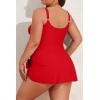 imageEomenie Plus Size Swimdress for Women One Piece Swimsuit Tummy Control Swim Dresses Skirt Bathing SuitRed