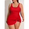 imageEomenie Plus Size Swimdress for Women One Piece Swimsuit Tummy Control Swim Dresses Skirt Bathing SuitRed