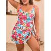 imageEomenie Plus Size Swimdress for Women One Piece Swimsuit Tummy Control Swim Dresses Skirt Bathing SuitRed Floral Print