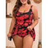 imageEomenie Plus Size Swimdress for Women One Piece Swimsuit Tummy Control Swim Dresses Skirt Bathing SuitRed White Print