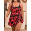 imageEomenie Plus Size Swimdress for Women One Piece Swimsuit Tummy Control Swim Dresses Skirt Bathing SuitRed White Print