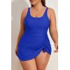 imageEomenie Plus Size Swimdress for Women One Piece Swimsuit Tummy Control Swim Dresses Skirt Bathing SuitRoyal Blue