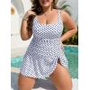imageEomenie Plus Size Swimdress for Women One Piece Swimsuit Tummy Control Swim Dresses Skirt Bathing SuitWhite Polka Dots