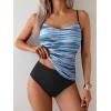 imageEomenie Tankini Swimsuits for Women Two Piece Tummy Control Bathing Suit Slimming Modest Swimwear with High Waisted BottomBlue Striped