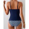 imageEomenie Tankini Swimsuits for Women Two Piece Tummy Control Bathing Suit Slimming Modest Swimwear with High Waisted BottomDark Blue Printed
