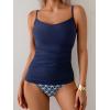 imageEomenie Tankini Swimsuits for Women Two Piece Tummy Control Bathing Suit Slimming Modest Swimwear with High Waisted BottomDark Blue Printed