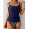 imageEomenie Tankini Swimsuits for Women Two Piece Tummy Control Bathing Suit Slimming Modest Swimwear with High Waisted BottomDark Blue Printed