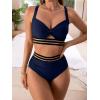 imageEomenie Two Piece Swimsuits Tummy Control Twist Hollow Bikini Sets High Waisted Criss Cross 2 Piece Bathing Suits