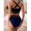 imageEomenie Two Piece Swimsuits Tummy Control Twist Hollow Bikini Sets High Waisted Criss Cross 2 Piece Bathing Suits