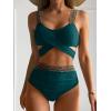 imageEomenie Women Two Piece Swimsuits Crisscross Tummy Control Bathing Suit High Waisted Wrap Bikini Tie Back 2 Piece Swimwear