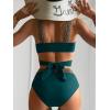 imageEomenie Women Two Piece Swimsuits Crisscross Tummy Control Bathing Suit High Waisted Wrap Bikini Tie Back 2 Piece Swimwear