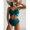 imageEomenie Women Two Piece Swimsuits Crisscross Tummy Control Bathing Suit High Waisted Wrap Bikini Tie Back 2 Piece Swimwear