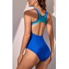 imageEomenie Womens Athletic One Piece Swimsuit Tummy Control Slimming Bathing Suit Color Block Racerback Swimwear