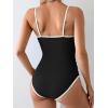 imageEomenie Womens One Piece Swimsuit Tummy Control Bathing Suit Spaghetti Strap Color Block Swim Suit 1 Piece Slim SwimwearBlack