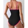 imageEomenie Womens One Piece Swimsuit Tummy Control Bathing Suit Spaghetti Strap Color Block Swim Suit 1 Piece Slim SwimwearBlack and Hot Pink