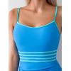 imageEomenie Womens One Piece Swimsuit Tummy Control Bathing Suit Spaghetti Strap Color Block Swim Suit 1 Piece Slim SwimwearBlue
