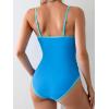 imageEomenie Womens One Piece Swimsuit Tummy Control Bathing Suit Spaghetti Strap Color Block Swim Suit 1 Piece Slim SwimwearBlue