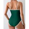 imageEomenie Womens One Piece Swimsuit Tummy Control Bathing Suit Spaghetti Strap Color Block Swim Suit 1 Piece Slim SwimwearGreen and Blue