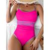 imageEomenie Womens One Piece Swimsuit Tummy Control Bathing Suit Spaghetti Strap Color Block Swim Suit 1 Piece Slim SwimwearHot Pink
