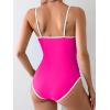 imageEomenie Womens One Piece Swimsuit Tummy Control Bathing Suit Spaghetti Strap Color Block Swim Suit 1 Piece Slim SwimwearHot Pink and White